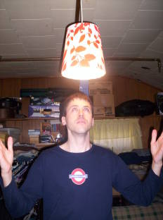 Aaron and his new ceiling lamp