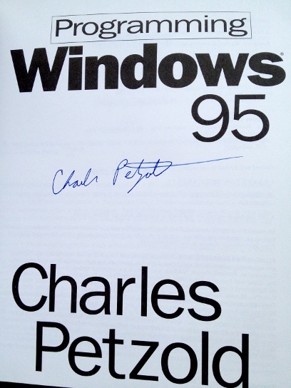 The title page of Programming Windows 95, signed by the author